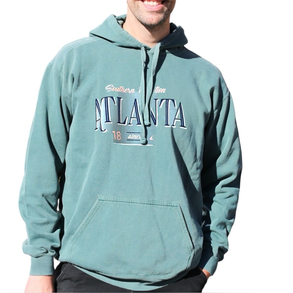 Atlanta Airport Hoodie Sweatshirt Cotton Blend Green Large | City Gear